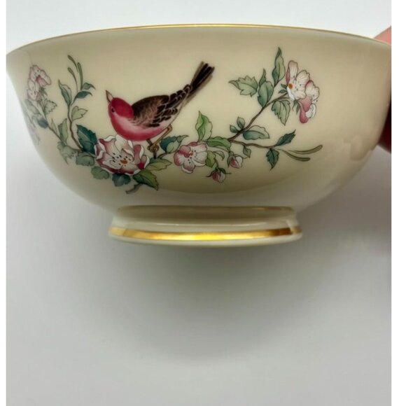 Vintage Lenox Serenade Small Decorative Dish Bowl Gold Rim Bird Flower Motif USA - Picture 1 of 13